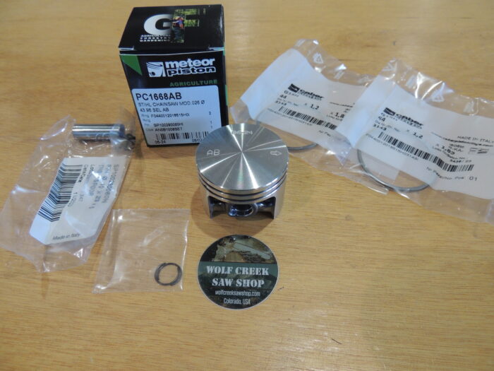 Meteor piston kit for Stihl 026 44mm with Caber rings Italy