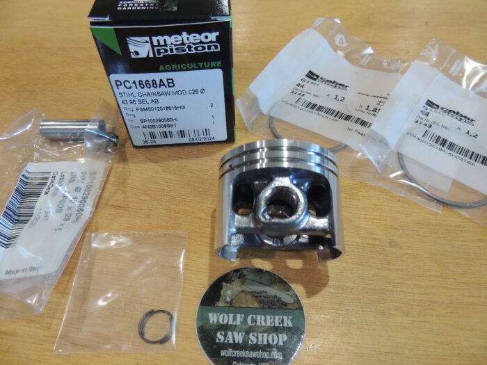 Meteor piston kit for Stihl 026 44mm with Caber rings Italy - Image 4