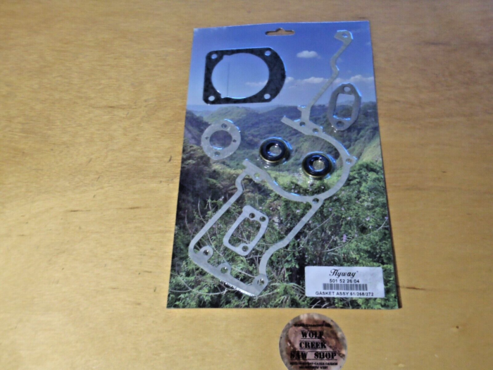 Hyway Gasket set and crankshaft seals for Husqvarna 61 66 266 268 272 XP