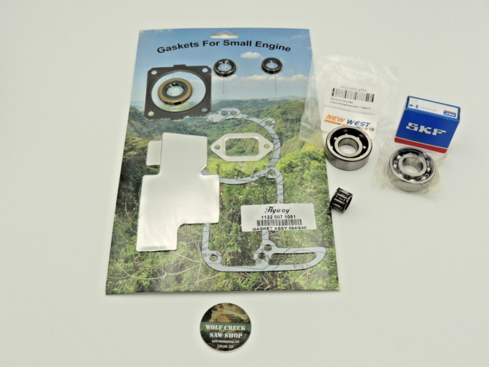 Hyway gasket set, seals, SKF, NW crankshaft bearings for Stihl 064 gaskets