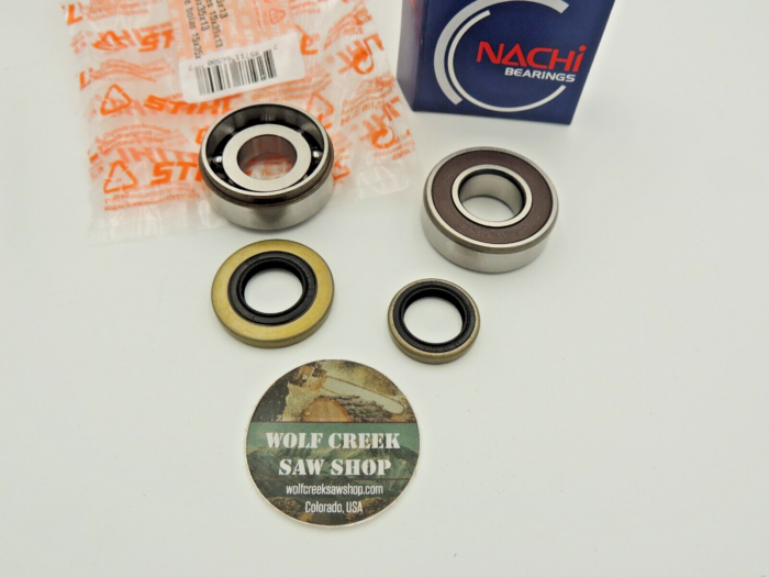OEM NTN and Nachi crankshaft bearing set BAO seals fits Stihl MS441