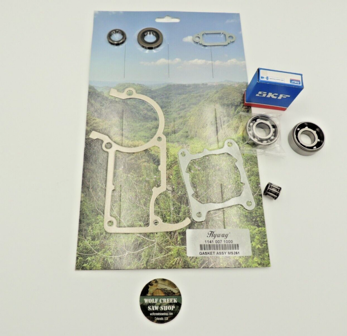 Hyway Gasket set crankshaft seals SKF NW bearings for Stihl MS261 MS261C - Image 3