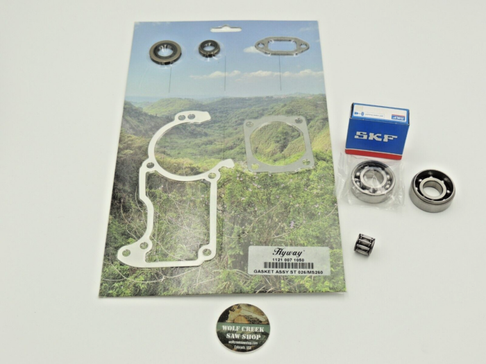 Hyway Gasket set crankshaft seals SKF NW bearings for Stihl MS260, 026 gaskets